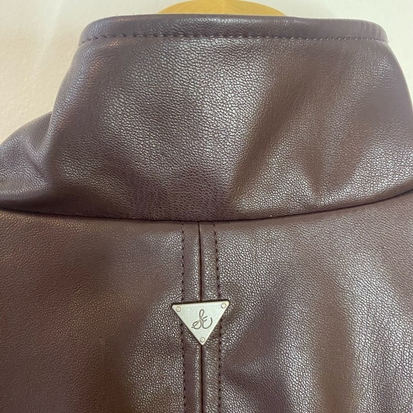 Sam Edelman Mocha Brown Faux Leather Mixed Media Moto Jacket - Picture 5 of 9